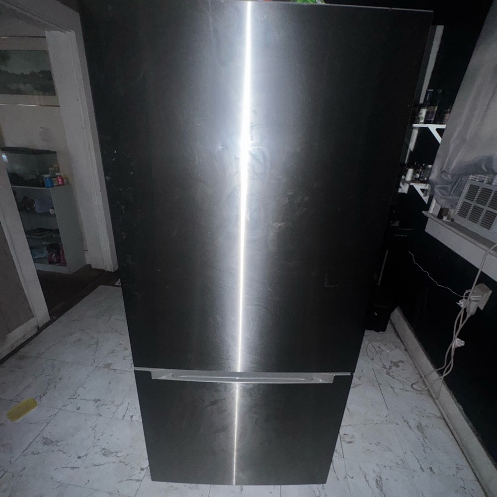 Silver Bottom-Freezer Refrigerator with Sleek Design